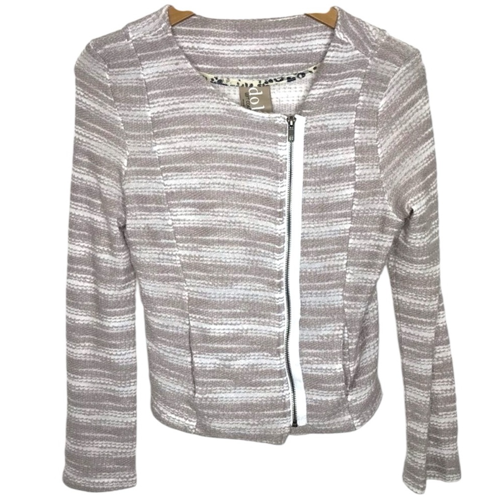 Dolan for Anthropologie Asymmetrical Zip Striped Blazer Jacket XS Lightweight
